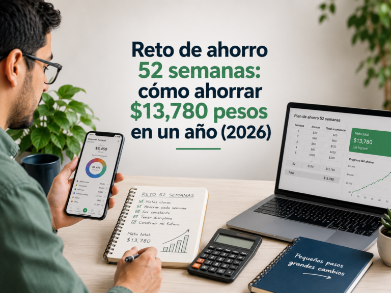 Reto de ahorro 52 semanas: cómo ahorrar $13,780 pesos en un año (2026)